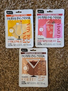 3 drink inspired Oxygen bubbling sheet masks